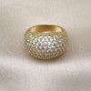 Oro Laminado Multi Stone Ring, Gold Filled Style Chunky Design, with White Micro Pave, Polished, Golden Finish, 01.346.0010.09