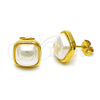 Oro Laminado Stud Earring, Gold Filled Style with Ivory Pearl, Polished, Golden Finish, 02.342.0355