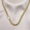 Oro Laminado Basic Necklace, Gold Filled Style Miami Cuban Design, with White Micro Pave, Polished, Golden Finish, 04.213.0302.18