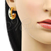 Oro Laminado Stud Earring, Gold Filled Style Hollow Design, Polished, Golden Finish, 02.163.0160.25