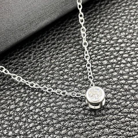 Sterling Silver Fancy Necklace, Snake  and Ball Design, with White Cubic Zirconia, Polished, Silver Finish, 04.401.0005.18