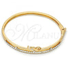 Oro Laminado Individual Bangle, Gold Filled Style Love Design, with White Crystal, Polished, Golden Finish, 07.171.0036.05 (05 MM Thickness, Size 5 - 2.50 Diameter)