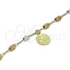 Oro Laminado Charm Bracelet, Gold Filled Style San Benito Design, Diamond Cutting Finish, Tricolor, 03.351.0158.08