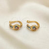 Oro Laminado Earcuff Earring, Gold Filled Style Heart Design, with Multicolor Micro Pave, Polished, Golden Finish, 02.213.0383