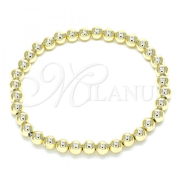 Oro Laminado Fancy Bracelet, Gold Filled Style Expandable Bead and Ball Design, Polished, Golden Finish, 03.299.0037.07