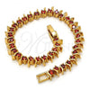 Oro Laminado Tennis Bracelet, Gold Filled Style with Garnet Cubic Zirconia, Polished, Golden Finish, 03.217.0002.2.07