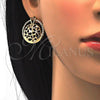Oro Laminado Earring and Pendant Adult Set, Gold Filled Style with White Crystal, Polished, Golden Finish, 10.306.0018