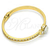 Gold Tone Individual Bangle, with White Crystal, Polished, Golden Finish, 07.252.0023.05.GT (05 MM Thickness, Size 5 - 2.50 Diameter)