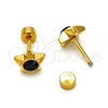 Stainless Steel Stud Earring, Star Design, with Black Crystal, Polished, Golden Finish, 02.271.0016.7