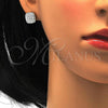 Sterling Silver Earring and Pendant Adult Set, with White Cubic Zirconia, Polished, Rhodium Finish, 10.175.0027