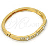 Gold Tone Individual Bangle, with White Crystal, Polished, Golden Finish, 07.252.0029.04.GT (05 MM Thickness, One size fits all)