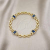 Oro Laminado Fancy Bracelet, Gold Filled Style with Sapphire Blue Cubic Zirconia, Polished, Golden Finish, 03.341.0202.2.08