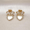 Oro Laminado Stud Earring, Gold Filled Style Chunky and Heart Design, Polished, Golden Finish, 02.60.0167