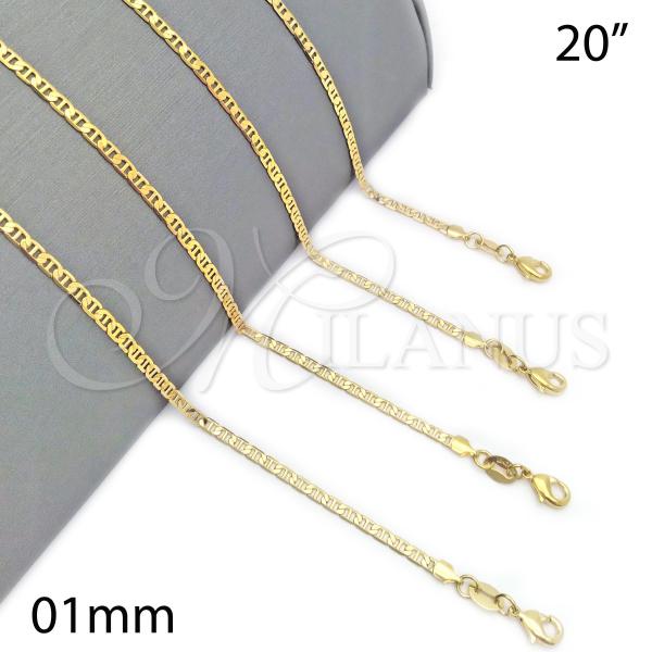 Oro Laminado Basic Necklace, Gold Filled Style Mariner Design, Polished, Golden Finish, 04.32.0007.20