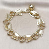 Oro Laminado Fancy Bracelet, Gold Filled Style Butterfly Design, Matte Finish, Golden Finish, 03.331.0324.08