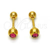 Stainless Steel Stud Earring, with Pink Crystal, Polished, Golden Finish, 02.271.0017.1