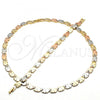 Oro Laminado Necklace and Bracelet, Gold Filled Style Elephant Design, Polished, Tricolor, 06.102.0001