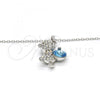 Rhodium Plated Pendant Necklace, Teddy Bear Design, with Aquamarine and Aurore Boreale Swarovski Crystals, Polished, Rhodium Finish, 04.239.0041.9.18