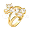 Oro Laminado Multi Stone Ring, Gold Filled Style with White Cubic Zirconia, Polished, Golden Finish, 01.210.0047.07 (Size 7)