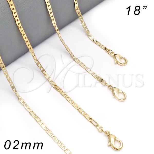 Oro Laminado Basic Necklace, Gold Filled Style Mariner Design, Polished, Golden Finish, 04.213.0079.18