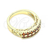 Oro Laminado Multi Stone Ring, Gold Filled Style with Garnet Cubic Zirconia, Polished, Golden Finish, 01.346.0023.2.09