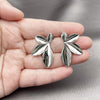 Rhodium Plated Stud Earring, Leaf Design, Polished, Rhodium Finish, 02.163.0354.1