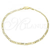 Oro Laminado Basic Anklet, Gold Filled Style Figaro Design, Polished, Golden Finish, 04.213.0240.10
