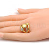 Oro Laminado Multi Stone Ring, Gold Filled Style with White Crystal, Polished, Golden Finish, 01.241.0050.09 (Size 9)