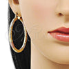 Oro Laminado Medium Hoop, Gold Filled Style Hollow Design, Diamond Cutting Finish, Tricolor, 02.196.0145.50