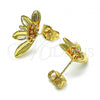 Oro Laminado Stud Earring, Gold Filled Style Flower Design, Polished, Golden Finish, 02.156.0661
