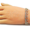 Oro Laminado Tennis Bracelet, Gold Filled Style Cherry Design, with White Micro Pave, Polished, Golden Finish, 03.284.0060.07