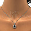 Sterling Silver Earring and Pendant Adult Set, with Sapphire Blue and White Cubic Zirconia, Polished, Rhodium Finish, 10.286.0024.1