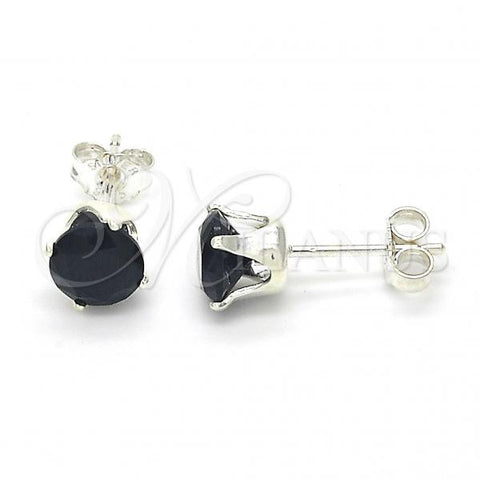 Sterling Silver Stud Earring, with Black Cubic Zirconia, Polished,, 02.63.2607.2