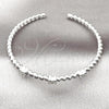 Rhodium Plated Individual Bangle, and Four-leaf Clover with White Micro Pave, Polished, Rhodium Finish, 07.60.0008.1