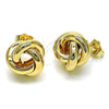 Oro Laminado Stud Earring, Gold Filled Style Love Knot Design, Polished, Golden Finish, 02.196.0131