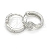 Sterling Silver Huggie Hoop, with White Micro Pave, Polished, Rhodium Finish, 02.175.0179.15