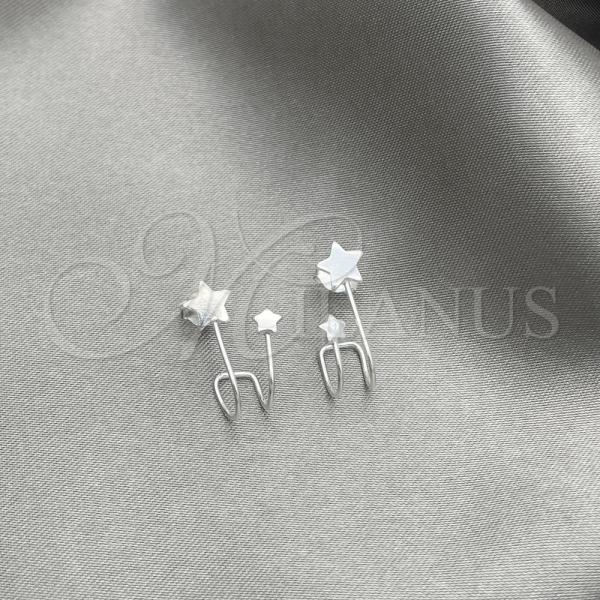 Sterling Silver Stud Earring, Star Design, Polished, Silver Finish, 02.399.0065
