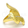 Oro Laminado Multi Stone Ring, Gold Filled Style Greek Key Design, with White Crystal, Polished, Golden Finish, 01.241.0045.07 (Size 7)