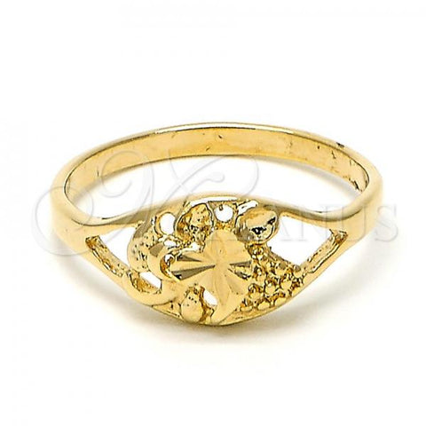 Oro Laminado Elegant Ring, Gold Filled Style Heart and Love Design, Diamond Cutting Finish, Golden Finish, 5.173.028.09 (Size 9)