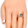 Rhodium Plated Multi Stone Ring, Ball Design, with Volcano Swarovski Crystals, Polished, Rhodium Finish, 01.239.0006.4 (One size fits all)