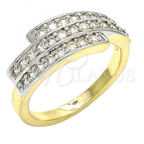 Oro Laminado Multi Stone Ring, Gold Filled Style with White Cubic Zirconia, Polished, Two Tone, 01.210.0068.08 (Size 8)