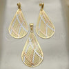 Oro Laminado Earring and Pendant Adult Set, Gold Filled Style Tricolor, 5.047.008