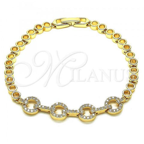 Oro Laminado Fancy Bracelet, Gold Filled Style with White Micro Pave, Polished, Golden Finish, 03.283.0138.08