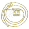 Oro Laminado Pendant Necklace, Gold Filled Style Cross Design, with White Micro Pave, Polished, Golden Finish, 04.341.0038.18
