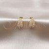 Oro Laminado Stud Earring, Gold Filled Style Leaf Design, with Ivory Pearl, Polished, Golden Finish, 02.379.0057