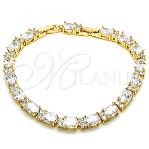 Oro Laminado Tennis Bracelet, Gold Filled Style with White Cubic Zirconia, Polished, Golden Finish, 03.206.0004.8.07