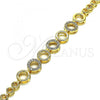 Oro Laminado Fancy Bracelet, Gold Filled Style with White Micro Pave, Polished, Golden Finish, 03.283.0084.08