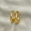 Oro Laminado Stud Earring, Gold Filled Style Hollow Design, Polished, Golden Finish, 02.163.0171.25