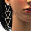 Oro Laminado Long Earring, Gold Filled Style with White Cubic Zirconia and White Crystal, Polished, Golden Finish, 02.268.0006