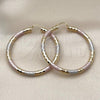 Oro Laminado Large Hoop, Gold Filled Style Hollow Design, Diamond Cutting Finish, Tricolor, 02.213.0309.1.60
